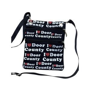 I Love Door County - RUBIN RUTH Neck Wallet Crossbody Canvas  Small Bag Black